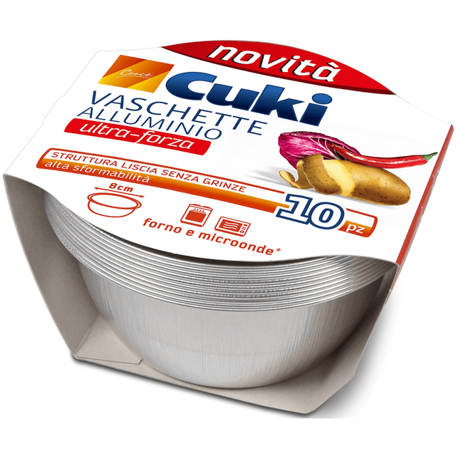 Vaschette alluminio Cuki (TS21G) creme caramel — 10 pezzi, 0,15 litri, Ø 9 cm, h 5,1 cm