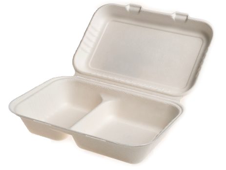 Contenitore doppio con coperchio per hamburger e patatine 24,9 x 16 x 16,5 cm — 50 pezzi