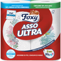 Foxy Asso Ultra carta cucina asciugatutto — 2 rotoli, fogli grandi, 3 veli decorato