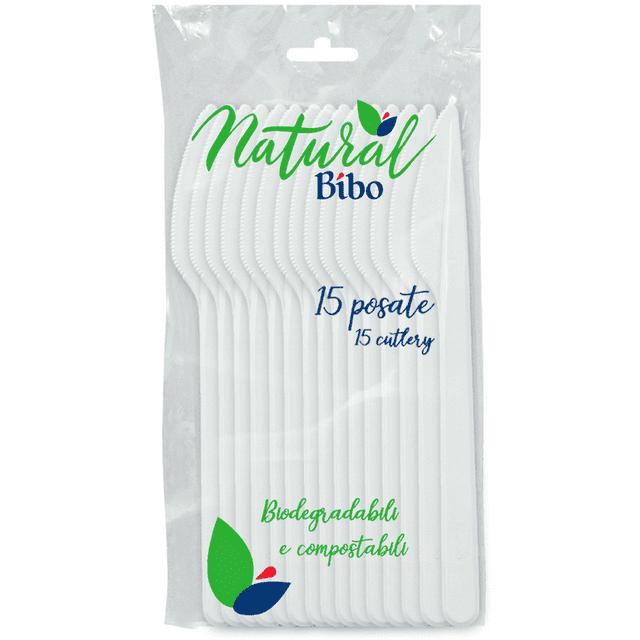 Coltelli Bibo Natural — 15 pezzi, biodegradabili e compostabili
