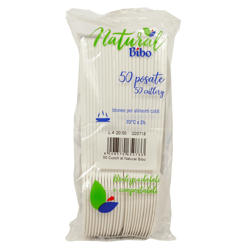Cucchiai Bibo Natural — 50 pezzi, biodegradabili e compostabili