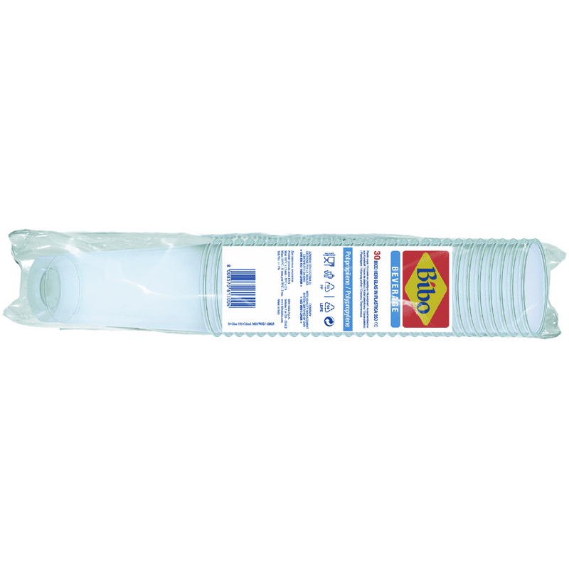Bicchieri Bibo cilindrici 350 cc in PP trasparente — 30 pezzi