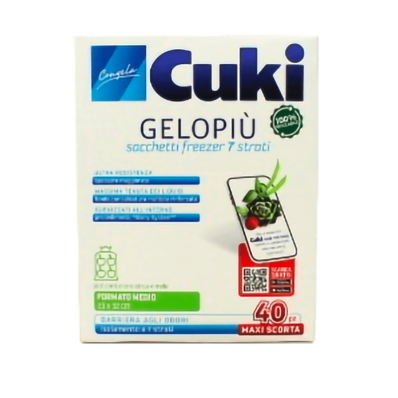 Sacchetti freezer Cuki Gelopiù Maxi Scorta — formato medio, 40 sacchetti, 2,5 litri, 23x32 cm