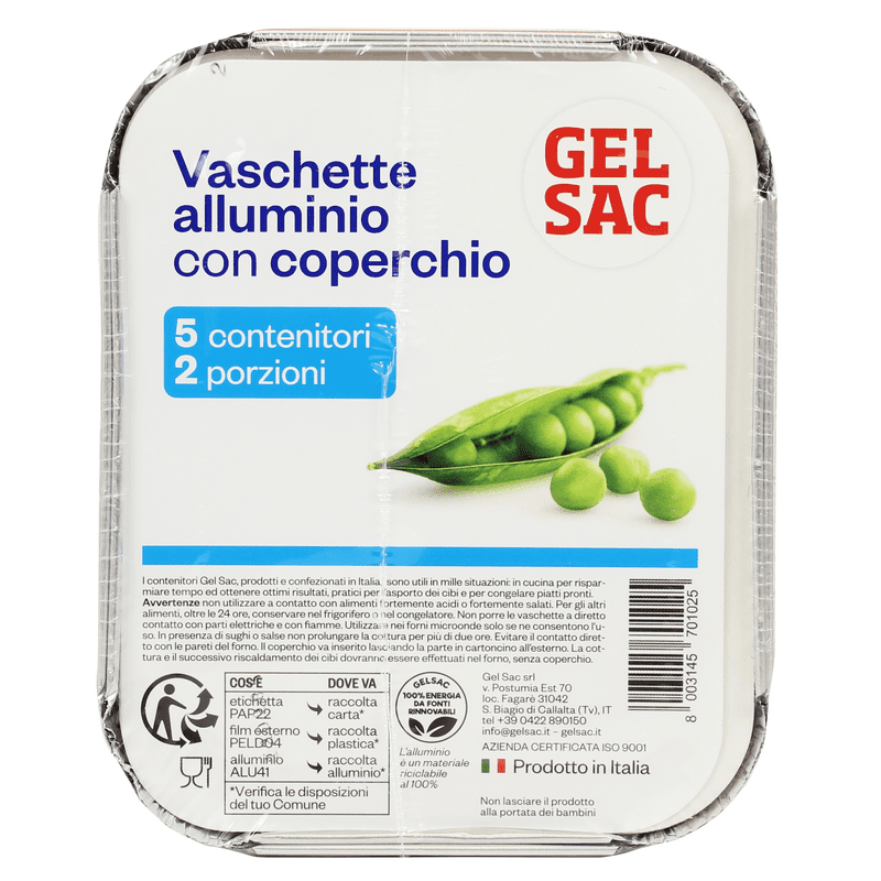 Vaschette con coperchio Gel Sac — 2 porzioni, 28 g, 5 pezzi
