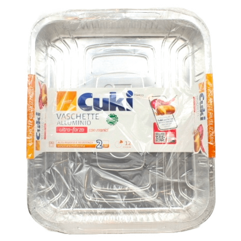 Vaschette alluminio Cuki (R74G) — 12 porzioni, 2 pezzi, 5 litri, 39,6x33,5x5 cm