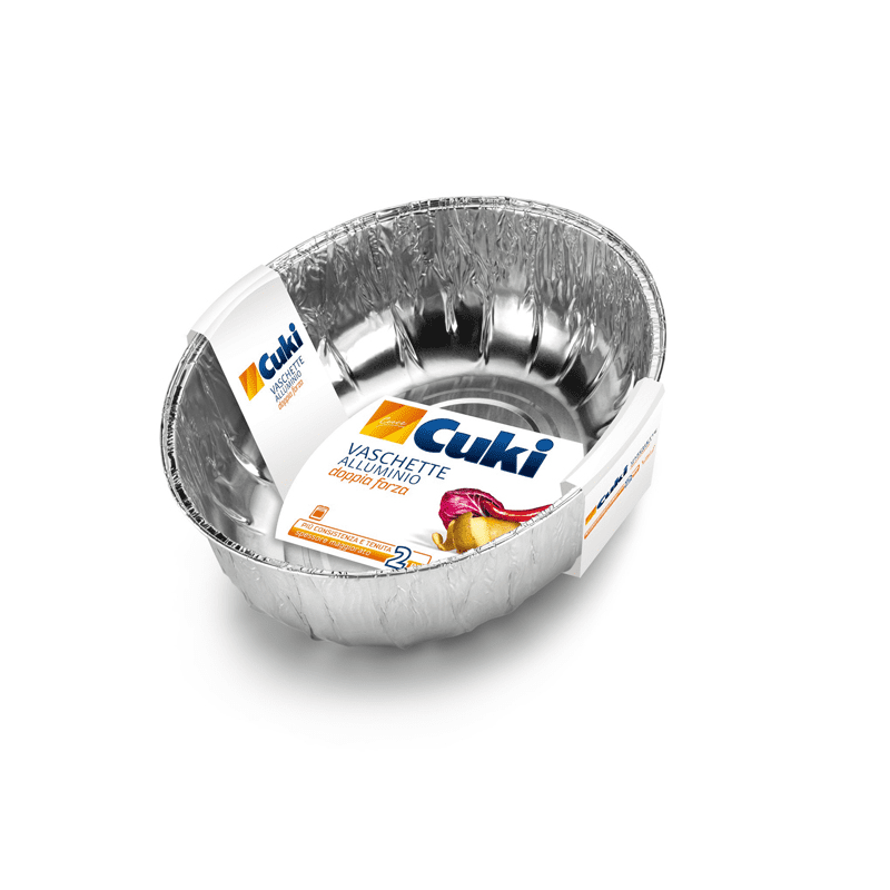 Vaschette alluminio Cuki (E1G) per pollo arrosto — 2 pezzi, 0,8 litri, 27,2x22,2x7,7 cm
