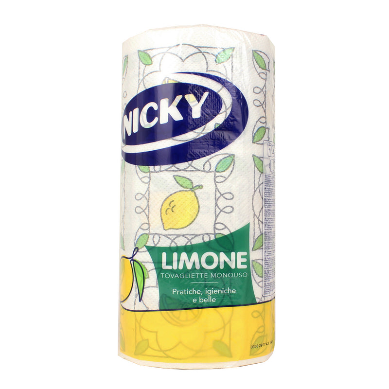 Nicky tovagliette in rotolo monouso 2 veli decoro limone — 60 strappi