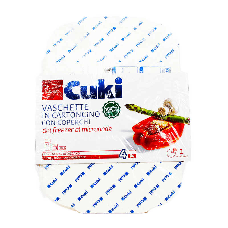 Vaschette in cartoncino con coperchio Cuki — 1 porzione, 4 pezzi, per microonde