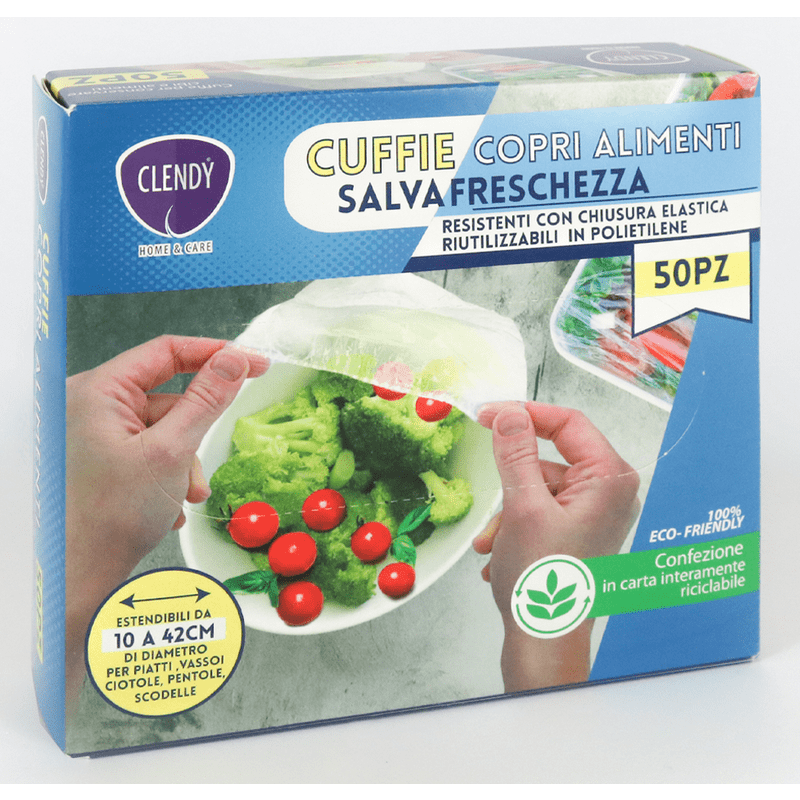 Cuffie copri alimenti salvafreschezza Clendy Home&Care, estendibili da 10 a 42 cm — 50 pezzi