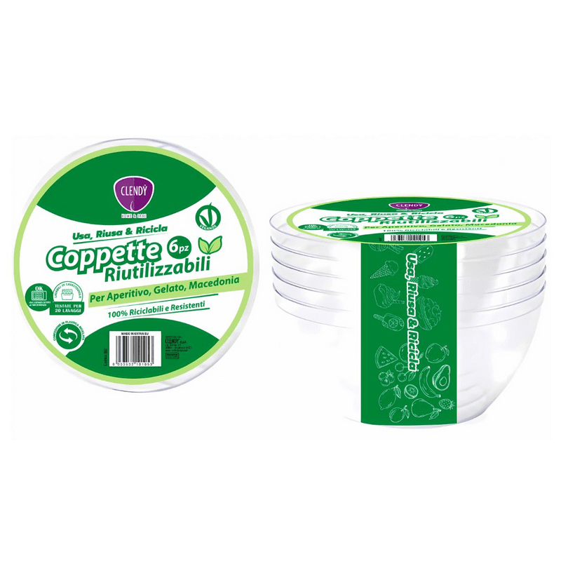 Coppette trasparenti riutilizzabili per alimenti Clendy Home&Care — 6 pezzi
