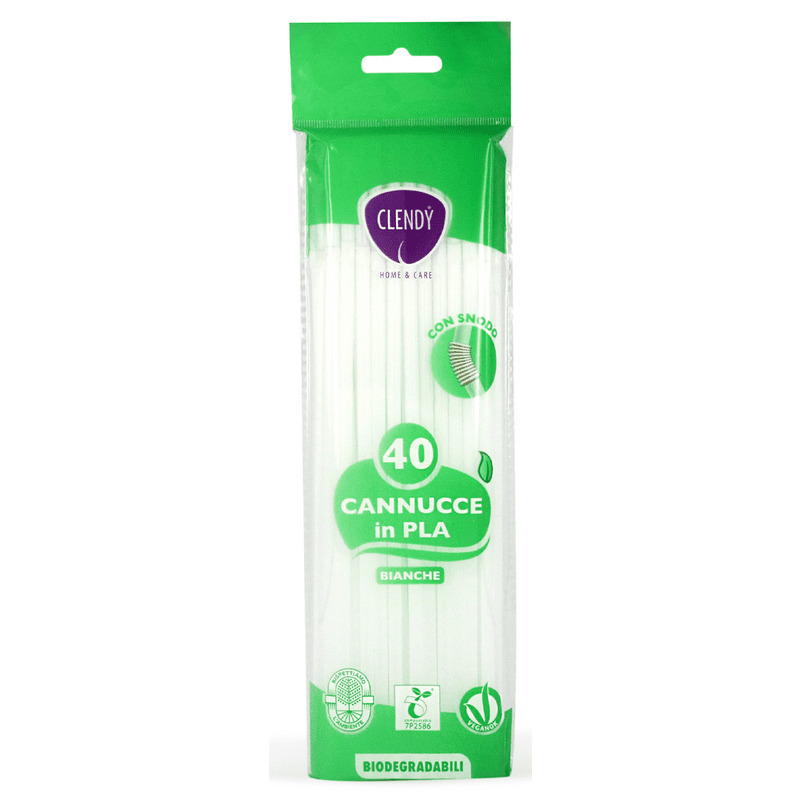 Cannucce di plastica bianche con snodo Clendy Home&Care — busta da 40 pezzi