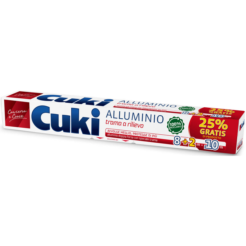 Cuki rotolo di alluminio doppia forza trama a rilievo — 8+2 metri