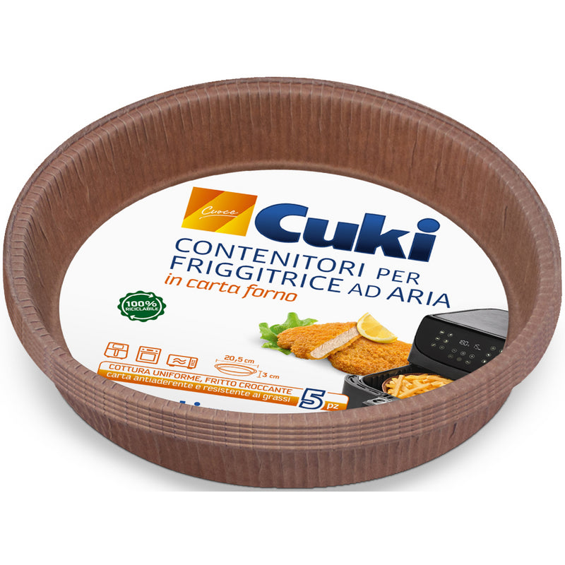 Contenitori per friggitrice ad aria in carta forno Cuki — Ø 20,5 cm, h 3 cm, 5 pezzi