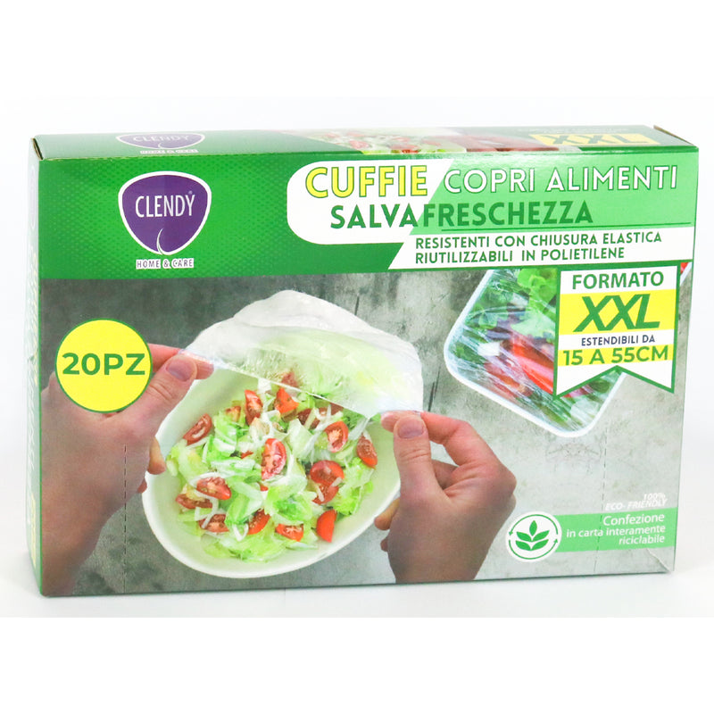 Cuffie copri alimenti salvafreschezza Clendy Home&Care, formato XXL estendibili da 15 a 55 cm — 20 pezzi