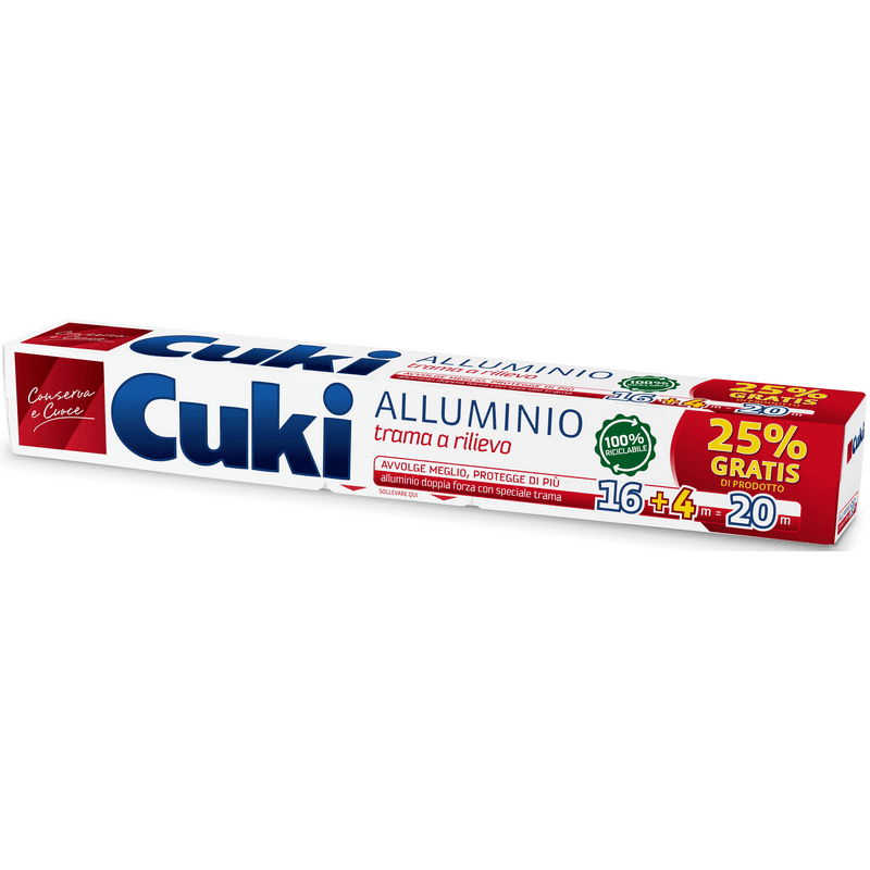 Cuki rotolo di alluminio doppia forza trama a rilievo — 16+4 metri