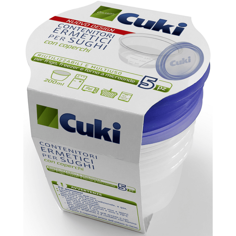 Contenitori ermetici per sughi Cuki con coperchio — 200 ml, 5 pezzi