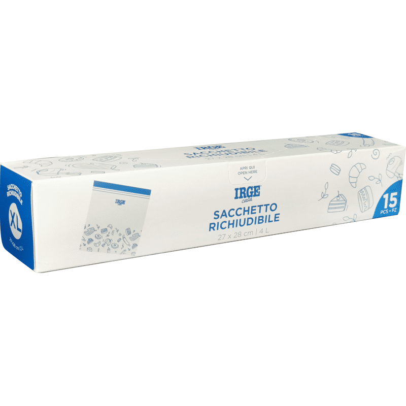Buste alimentari richiudibili con zip Irge Casa — 15 pezzi, 27x28 cm, 4 litri