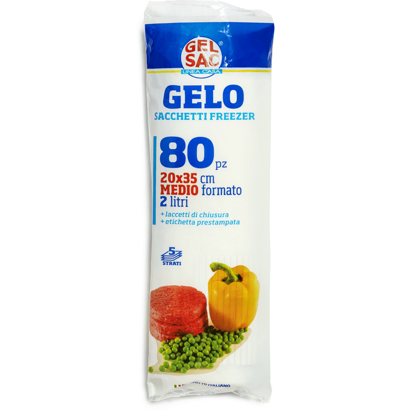 Sacchi gelo Gel Sac in PE vergine — formato medio 20x35 cm, 80 sacchi in rotolo