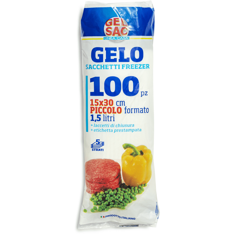 Sacchi gelo Gel Sac in PE vergine — formato piccolo 15x30 cm, 100 sacchi in rotolo