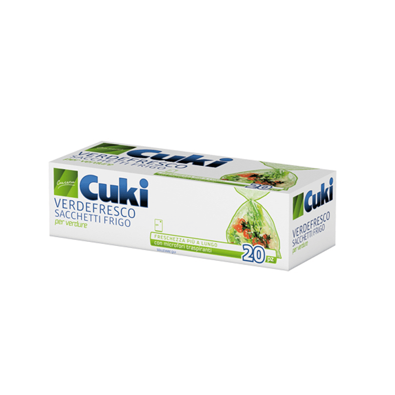 Sacchetti frigo Cuki Verdefresco per verdure microforati — 20 sacchetti, 29x42 cm