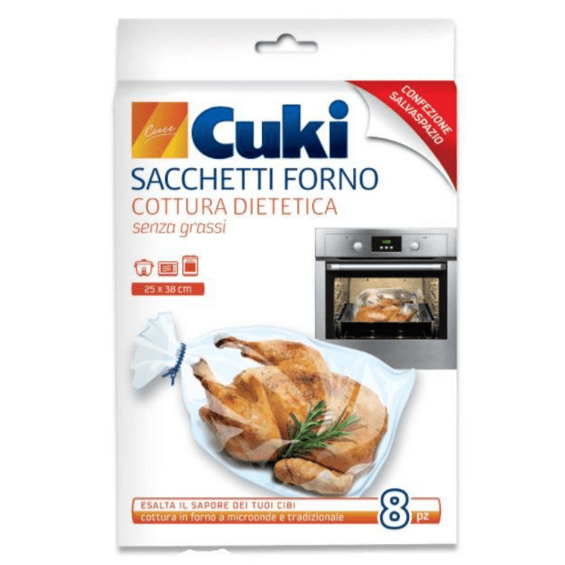 Sacchetti forno Cuki per cottura dietetica — 8 sacchetti, 25x38 cm, microonde e forno tradizionale