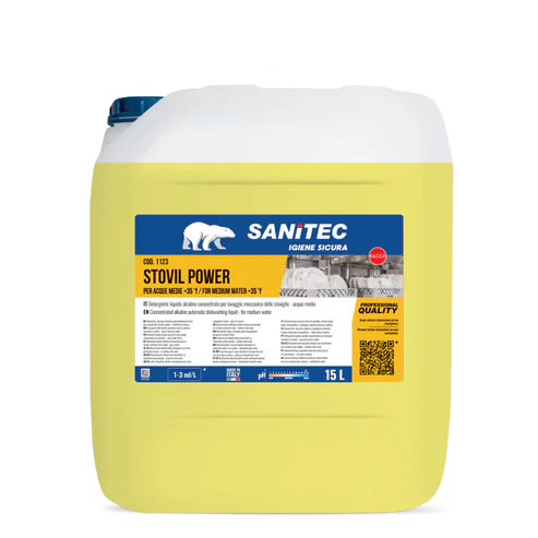 Stovil Power Sanitec — detergente alcalino concentrato per acque medie, 15 L
