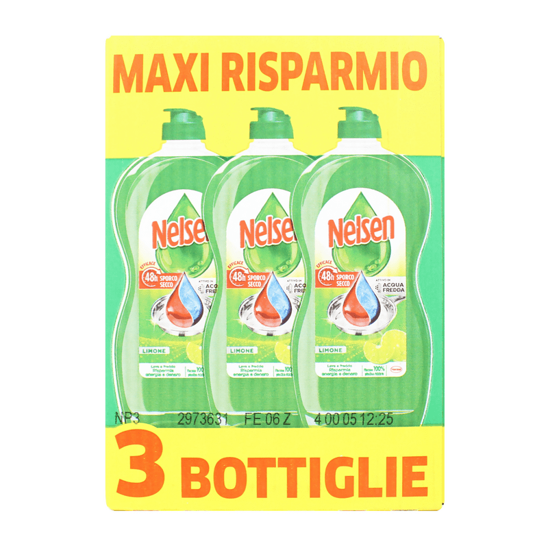 Nelsen detersivo piatti al limone — 3 pezzi da 850 ml