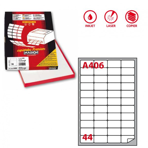 Etichette multiuso bianche Markin A406 — 47,5x25,5 mm, 4400 etichette