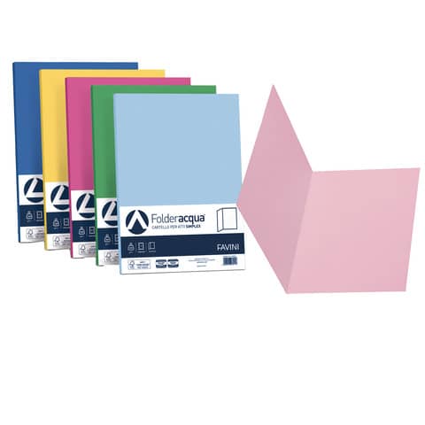 Cartelline semplici Favini Folder S in cartoncino Simplex Luce&Acqua 200 g/m² 25x34 cm — 50 pezzi, A50X664