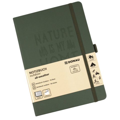 Taccuino Donau Outdoor A5 con copertina impermeabile — 56 fogli a quadretti 120 g/m², 330370022