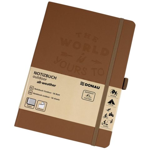 Taccuino Donau Outdoor A5 con copertina impermeabile — 56 fogli a quadretti 120 g/m², 330370022