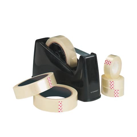 Dispenser da scrivania per nastro Q-Connect nero — 25 mm x 33/66 m (KF11010)