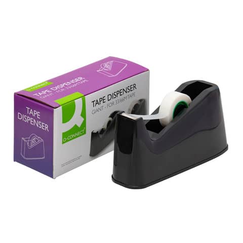 Dispenser da scrivania per nastro Q-Connect nero — 25 mm x 33/66 m (KF11010)