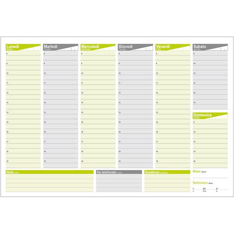 Planning da tavolo settimanale non datato O.C.L. — 48x33 cm, 60 fogli 80 g/m², 1520