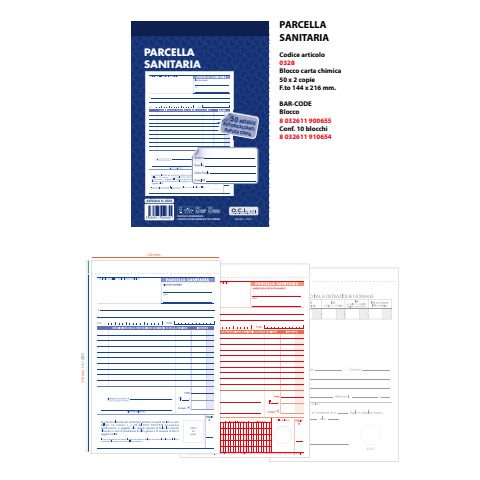Blocco parcelle sanitarie O.C.L. 50x2 copie autoricalcanti — 14x21 cm, 0328