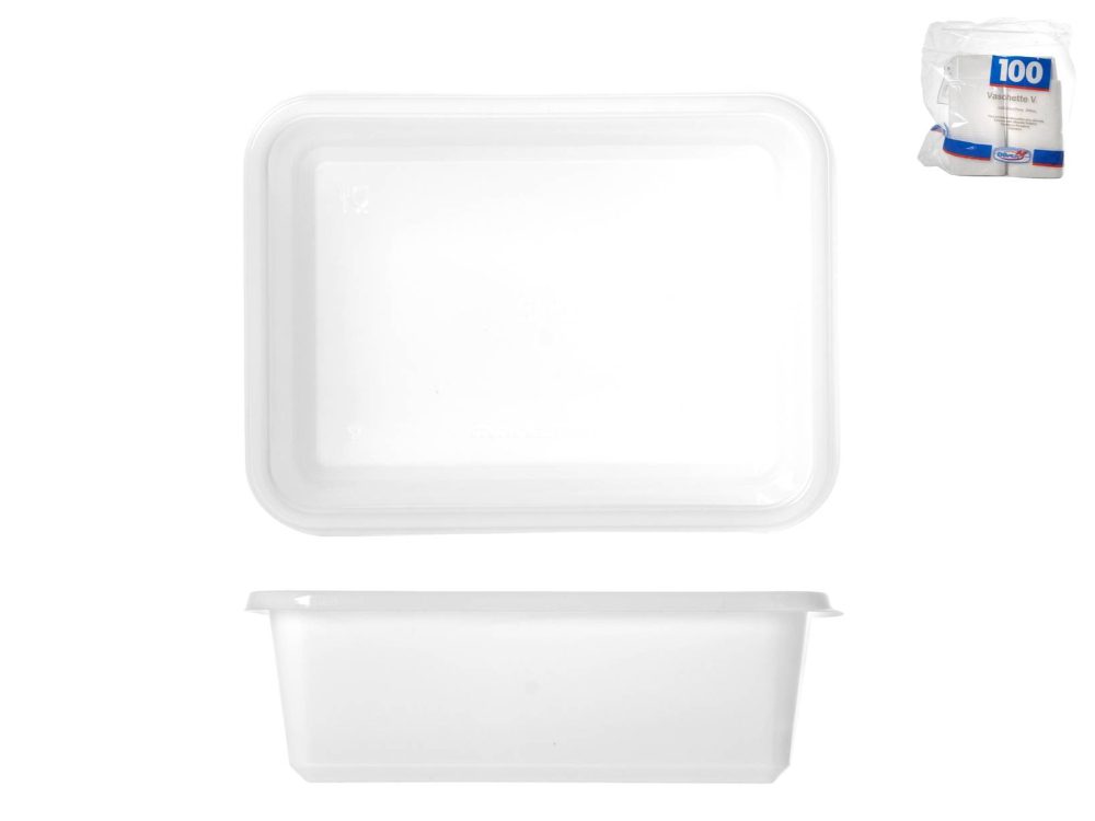 Vaschette portaposate bianche rigide V11 — 125 x 91 x 147 mm, 300 cc, 100 pezzi