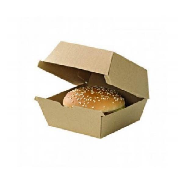 Scatole hamburger in cartone kraft rinforzato 145 x 130 x h 78 mm — confezione da 50 pezzi