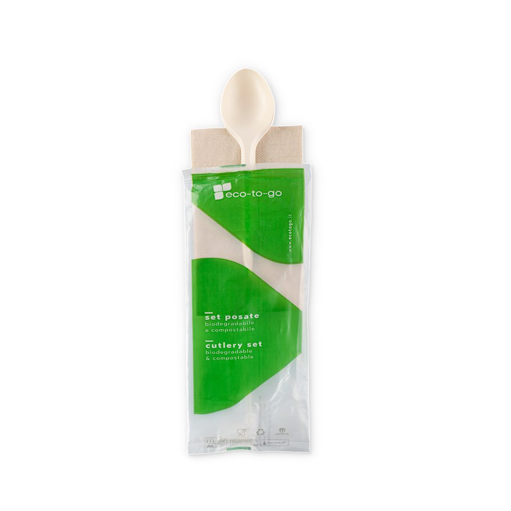 Kit cucchiaio + salvietta Mater Bio — cartone da 500 pezzi