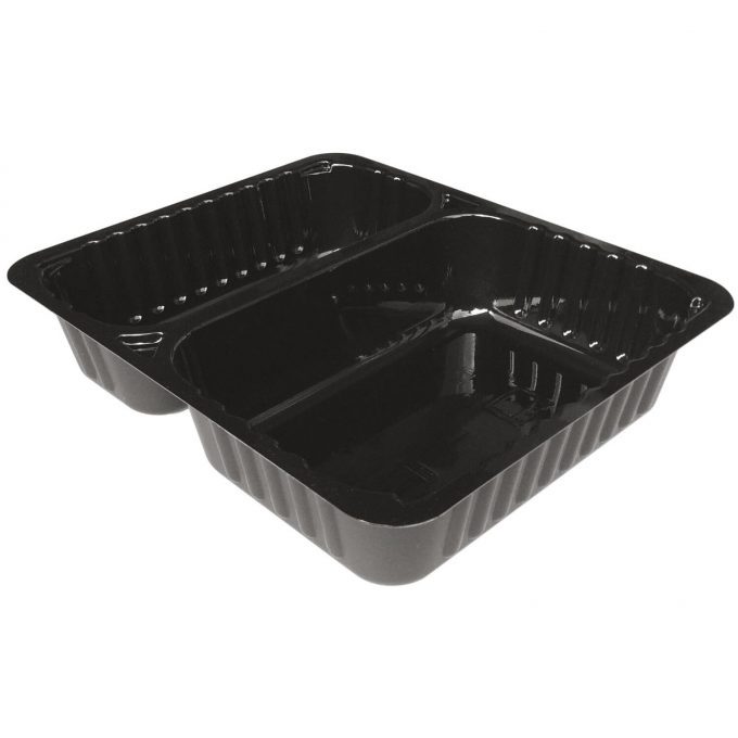 Contenitore biscomparto in CPET nero Cod. DB50LN — 230x190x50 mm, 900/560 ml