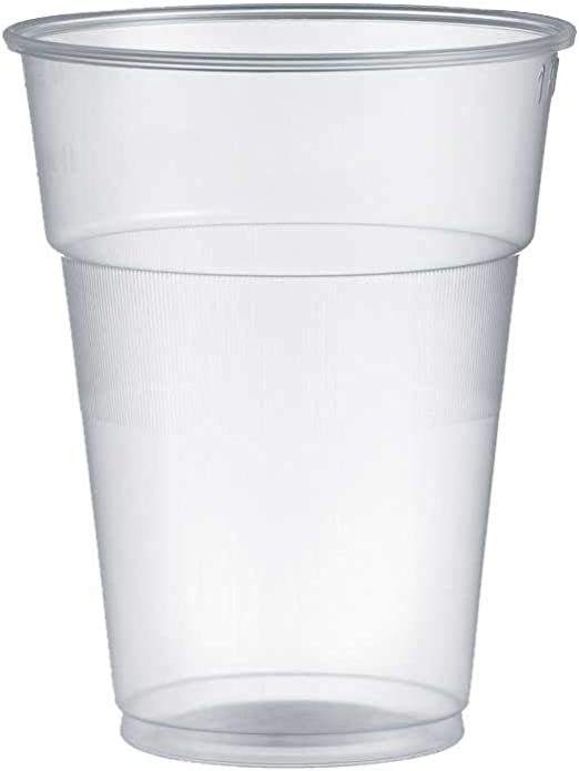 Bicchiere in plastica trasparente con tacca 0,4 (400 ml) — 50 pezzi