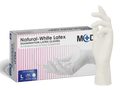 Guanti monouso in lattice Natural White — 5,5 g, confezione da 100 pezzi, taglie S-XL