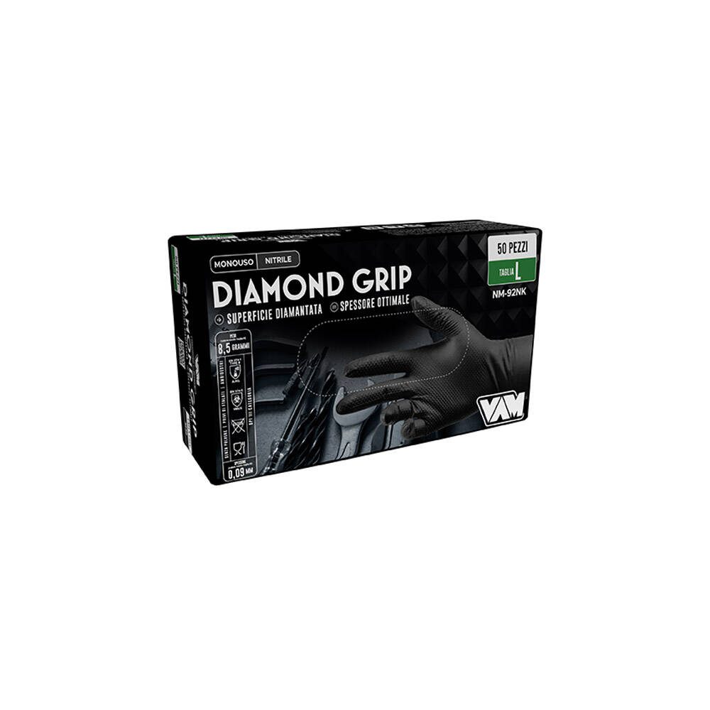 Guanti monouso in nitrile Vam Diamond Grip — confezione da 50 pezzi