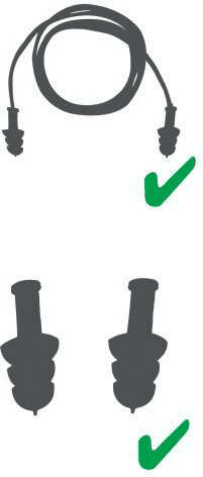 Tappi auricolari riutilizzabili Conicsof010B — 10 paia in silicone con cordino in tessuto